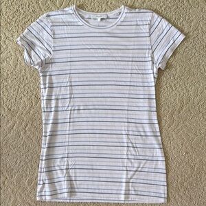 Vince Soft White and Gray Fitted Short Sleeve Tee